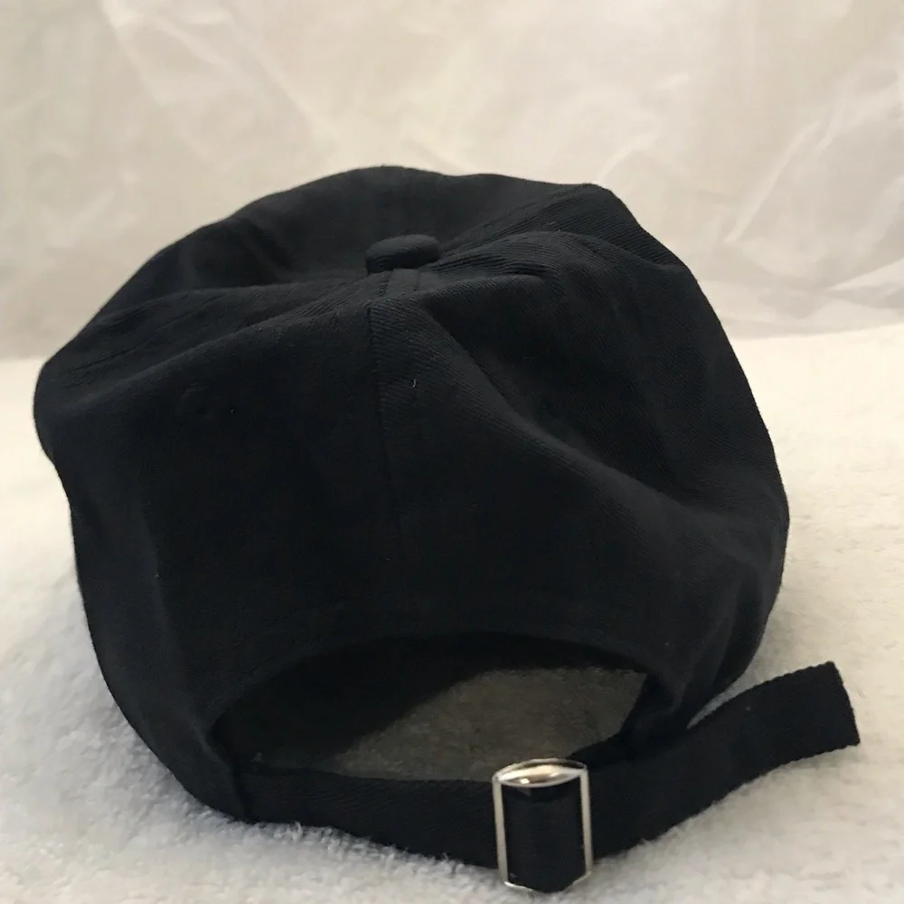 Women's Adjustable Black & White Flower Cap
